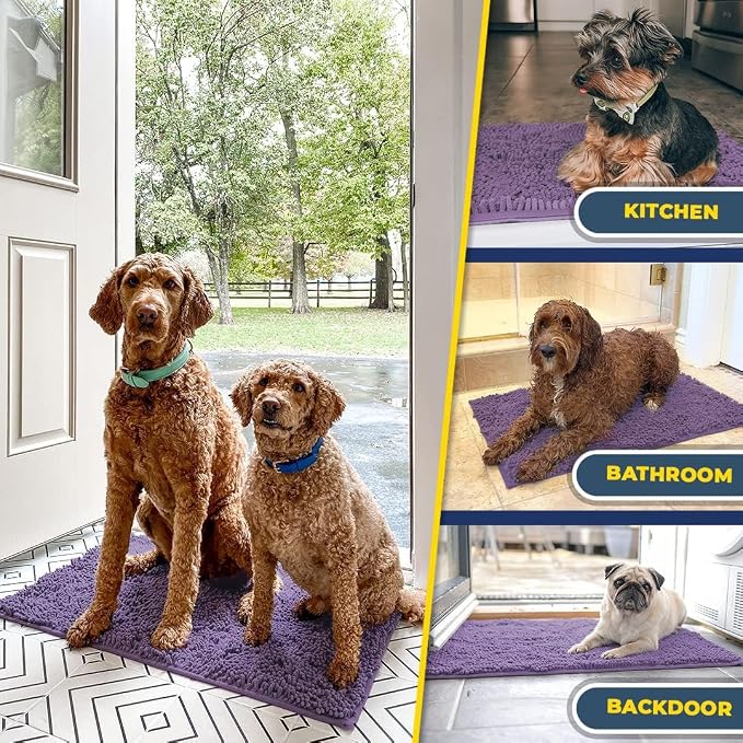 Muddy Mat® | Super Water Absorbent Door Mat Indoor, Microfiber Quick Dry Chenille Entryway Rug, Slip Resistant Front Door Mat, Indoor Mats for Entryway, Machine Washable Pet Rug, Lavender 6ft x 9ft