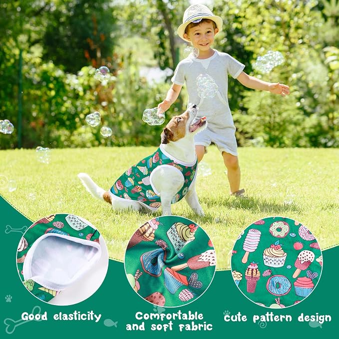 10 Pack Dog Shirts Cute Summer Cartoon Puppy Clothes, Soft Breathable Pet T-Shirts, Printed Sleeveless Washable for Small Medium Dogs Cats(Large)