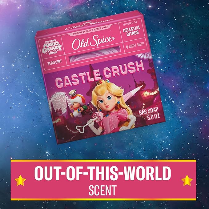 Old Spice Bar Soap for Men, x The Super Mario Galaxy Movie, Cold Pressed with Grit, Made with Natural Oils & Plant Based Cleanser, Celestial Citrus with Sweet Citrus & Berries Scent, 5.0 oz