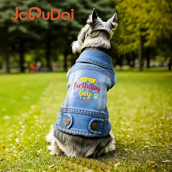 Birthday Gift,Small Dog Jeans Jacket,Denim Pet Coat,Puppy Clothes Overalls | JcDuDoi Washed Classic Dog Cat Costumes Vest Outfit T-Shirts Boy Girl Male (Large)