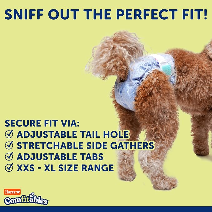 Hartz Disposable Dog Diapers, Size S 36 count, Comfortable & Secure Fit, Easy to Put On | Comfortable & Secure Fit, Easy to Put On, Super Absorbent, Breathable Material, Adjustable Tail Hole, Male & Female Diaper