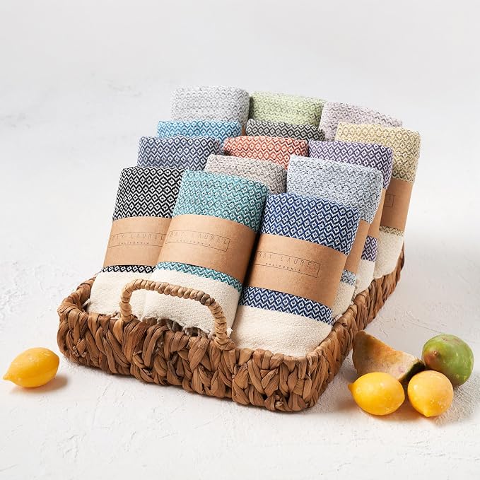 BAY LAUREL Turkish Hand Towel – Pack of 2 | Soft & Absorbent Decorative Towels for Bathroom, Hand, Face, Hair, Gym, Yoga, SPA, Kitchen & Tea | Boho Decor (Blush Pink, Diamond 15x26 Inches (Set of 2)