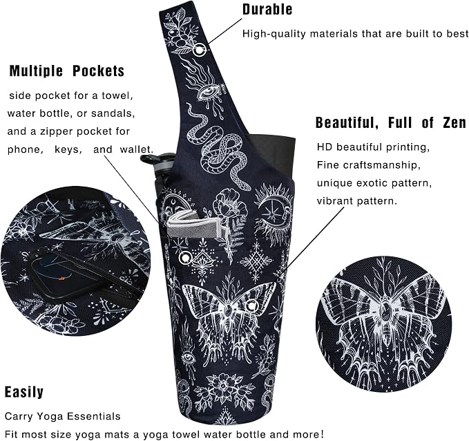 Yoga Mat Bag - Long Tote with Pockets - Holds More Yoga Accessories - Yoga Bag Fit Most Size Mats - Yoga Mat Carrier