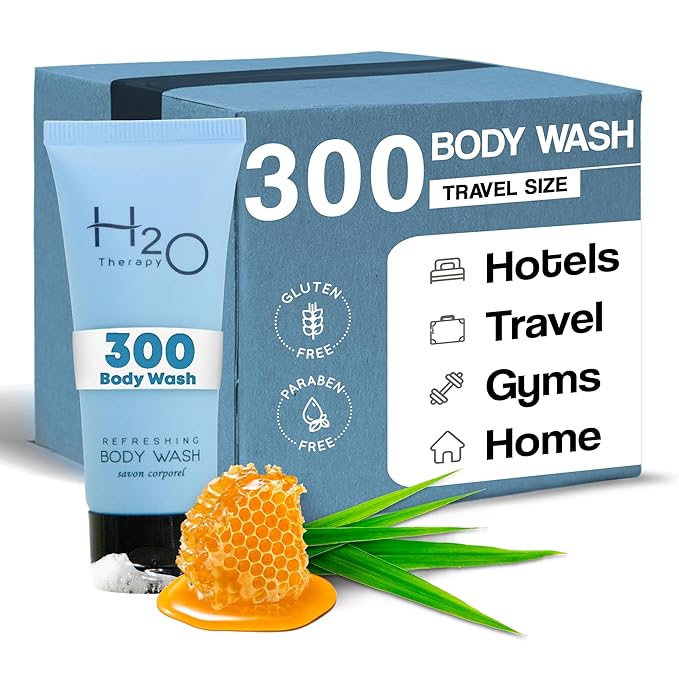 H2O Therapy Body Wash Soap, Travel Size Hotel Hospitality, 0.85 oz (Case of 300)