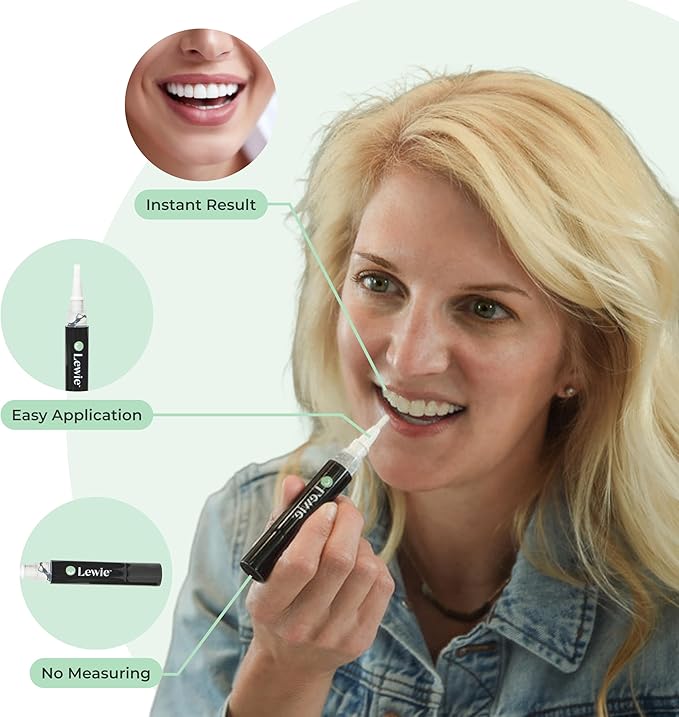 Lewie Teeth Whitening Wand - Dentist Developed Whitening Pen for a Bright Smile - Effective, Safe, with Natural Ingredients, Enamel Friendly Technology, No Harsh Chemicals or Abrasives 4 ml 1-Pack