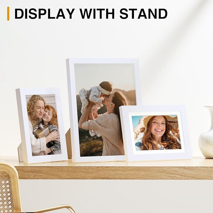 Vittanly 15 Pack Picture Frames Collage Wall Decor, Wall/Tabletop Display | White, Multi-Size Gallery Wall Frame Set: 3pcs 8x10, 6pcs 5x7, 6pcs 4x6. Picture Frame Set for Family