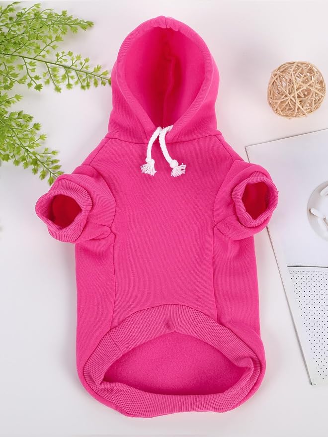 Basic Dog Hoodie Sweatshirt Puppy Sweater Warm Cat Costumes Pet Clothes for Chihuahua Puppy Kitten Small Medium Dogs Hot Pink X-Small