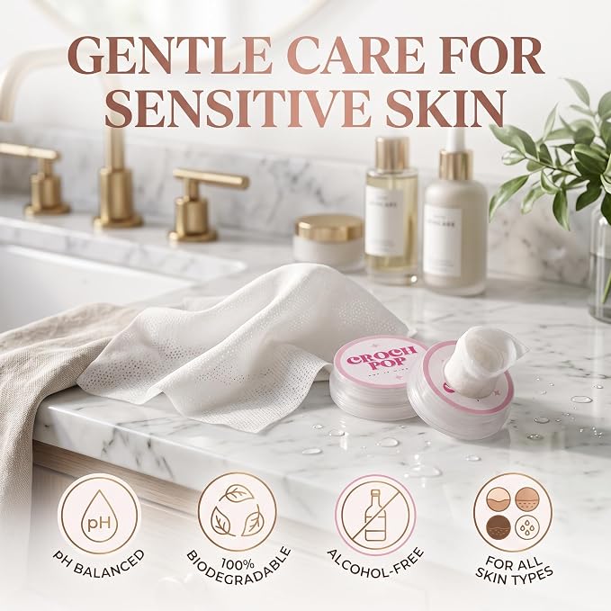 Feminine Wet Wipes for Women - 10 Count Natural Moisturizer & Biodegradable | pH-Balanced, Skin-Friendly Personal Care | Travel-Size Individually Wrapped Towelette Wipes for Daily Hygiene & Care