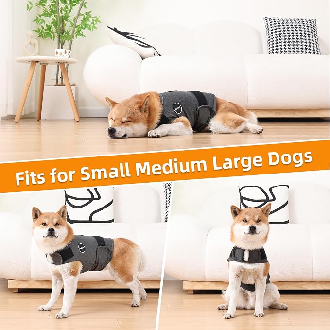 Dog Anxiety Jacket, Skin-Friendly Dog Calming Shirt - Dog Coat for Thunder, Fireworks, Vet Visits and Separation - Keep Pet Calm Without Medicine & Training, Anti Anxiety Vest for Dogs
