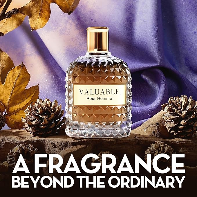 A CENTER Valuable Men's Cologne Set - 3.4 Fl Oz Each *2PCS| Amber Floral & Vanilla Leather Fragrance | Eau de Toilette Duo for Daily & Special Occasions