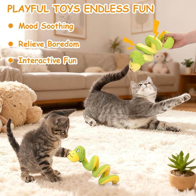 Retro Shaw 11"Snake Cat Toys Catnip Interactive Toy for Indoor Cats Kittens