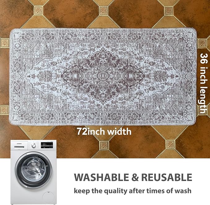 nunubaby Washable Pee Pads for Dogs, Stylish, Non-Slip and Leak-Proof Pee Pads. Reusable Potty Pads for Dogs for Crates and Floors.(Brown/Geo,36" x72" )
