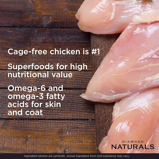 DIAMOND NATURALS Puppy, Adult & Senior Dry Dog Food, Chicken & Rice, 40lb | With Real Cage Free Chicken | Guaranteed Omega Fatty Acids for Skin & Coat Health | Probiotics for Digestive Support