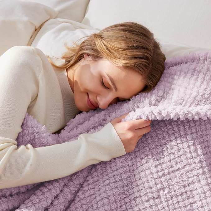 Whale Flotilla Extra Large Soft Fleece Throw Blanket for Couch | 50x70 Inch, Lilac, Suitable for Sofa Chair Bed, Fluffy Fuzzy Jacquard Blankets for All Season, Lightweight and Cozy