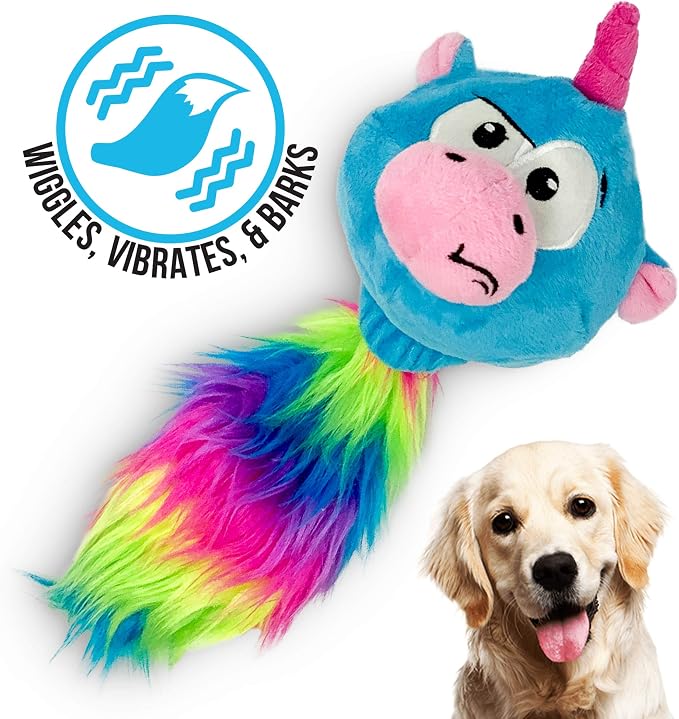Hyper Pet Doggie Pal Unicorn Interactive Plush Dog Toy, Wiggles and Barks | Vibrating design busts boredom with stimulating play sessions, keeps curious pups engaged, entertained and active every day