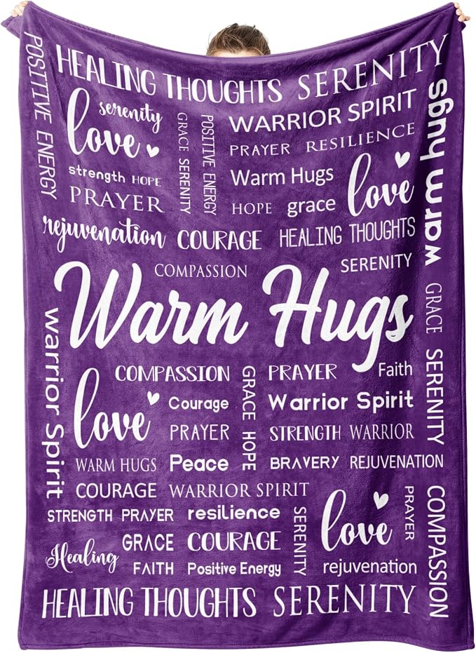 Warm Hugs Healing Blanket, Get Well Gifts for Women Men | After Surgery, Breast Cancer Gifts for Women Friends, Inspirational Blanket, Soft Comfort Throw Blankets 50" x 60"