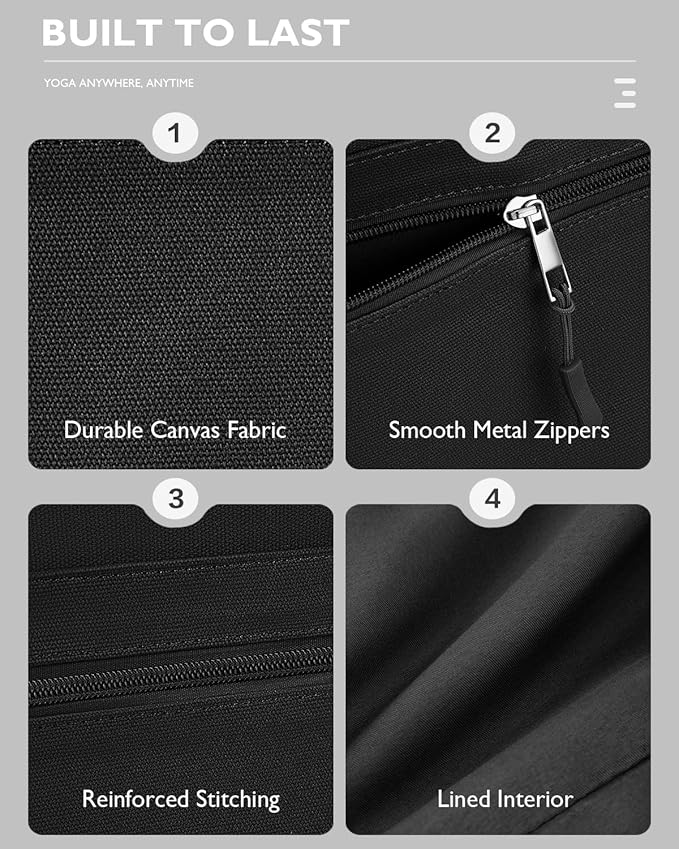 Gonex Yoga Mat Bag, Extra Canvas Gym Bag with Waterproof Pocket Metal Zipper, Fits Mat & Blocks, Stylish Yoga Mat Carrier for Women, Ideal for Yoga, Pilates, Workout, Travel