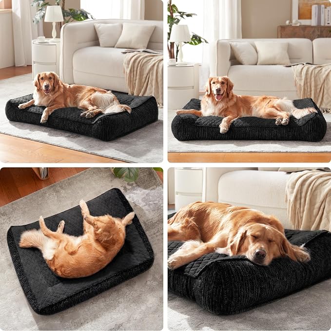 JOEJOY XL Orthopedic Dog Bed for Large Dogs, Extra Thick Foam Pet Bed Sofa | 42" Extra Large Dog Couch Bed with Bolster Sides & Removable Washable Cover, Non-Slip Bottom, Black (42"x30")