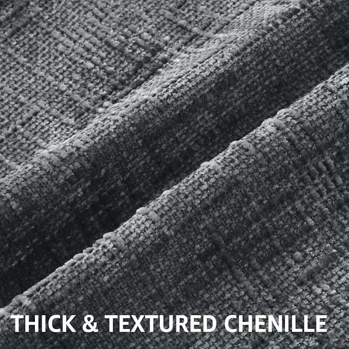 decorUhome Textured Chenille Throw Pillow Covers 18x18 Set of 2 Dark Grey | Fall Modern Farmhouse Soft Cozy Slubby Couch Pillow Cases Boho Decorative Pillow Cases for Bed Sofa Living Room Home Decor