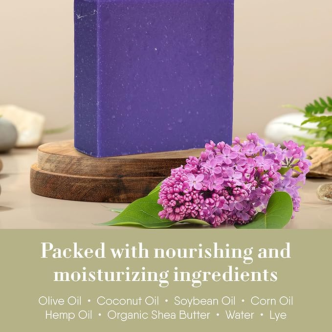 360Feel Lilac Soap - Made in the USA - Castile Handmade, All-Natural, Cold-Processed - Infused with Sweet Lilac for a Refreshing Floral Aroma and Creamy Moisturizing Lather - 5 oz