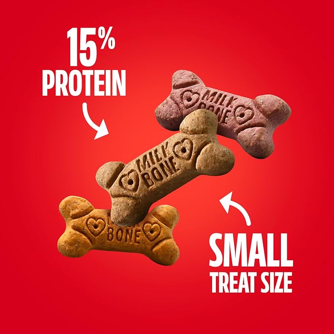 Milk-Bone Peanut Butter Flavor Biscuits, Small Dog Treats, 7 Lb. | Naturally and artificially flavored, 3 tail-wagging flavors, 250+ biscuits, 15% protein