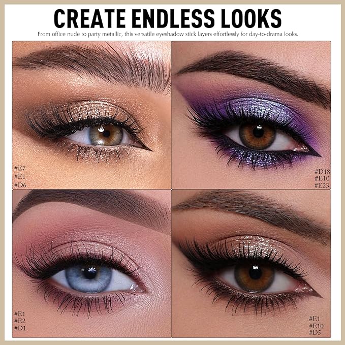 Brown Matte Eyeshadow Stick - Cream Neutral Eyes Shadow Pencil Buildable Brightener Crayon Eyeliner Highlighter Makeup, Lightweight Waterproof & Smudge Proof for Easy Quick Application