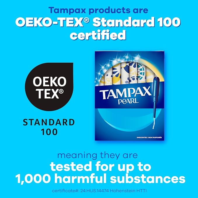 Tampax Pearl Tampons, Regular/Super Absorbency | Unscented | Leakguard Braid | 34 Count | Pack of 2