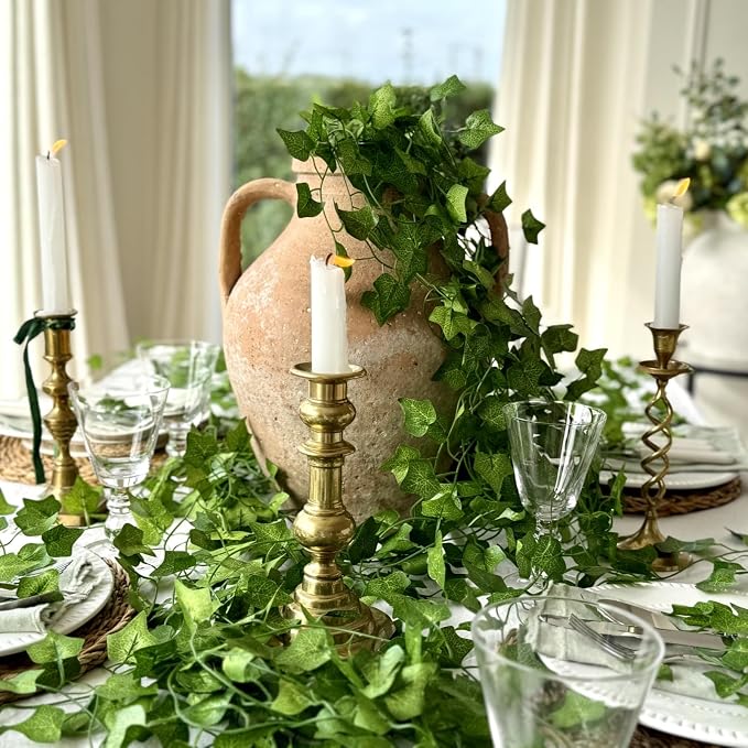 48 Pack 336Ft Artificial Ivy Fake Vines,Ivy Garland Greenery Garland Fake Hanging Plants Vines Aesthetic Green Leaves for Bedroom Wedding Party Garden Wall Room Decor