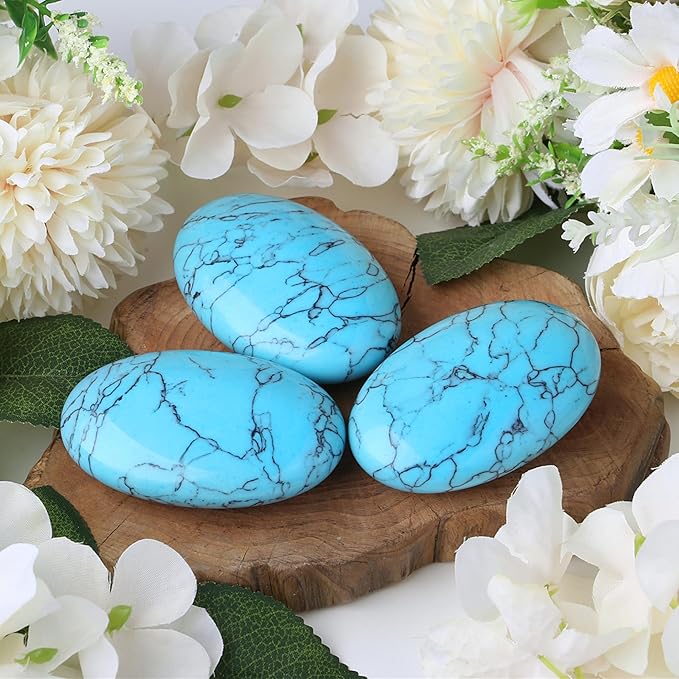 ZHIYUXI 2.4" Turquoise Crystal Stone Healing Crystals Gemstones and Crystals Gift Worry Stone Energy Balancing Therapy Polished Stones Palm Stone Room Decor Mediation 1PC