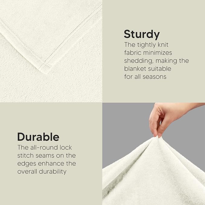Utopia Bedding Ultra Soft Fleece Bed Blanket Throw Size Ivory (50x60 Inch) | Microfiber Plush Warm Lightweight Breathable Cozy Blanket Anti-Static, All Season Use, Gift for Women and Men
