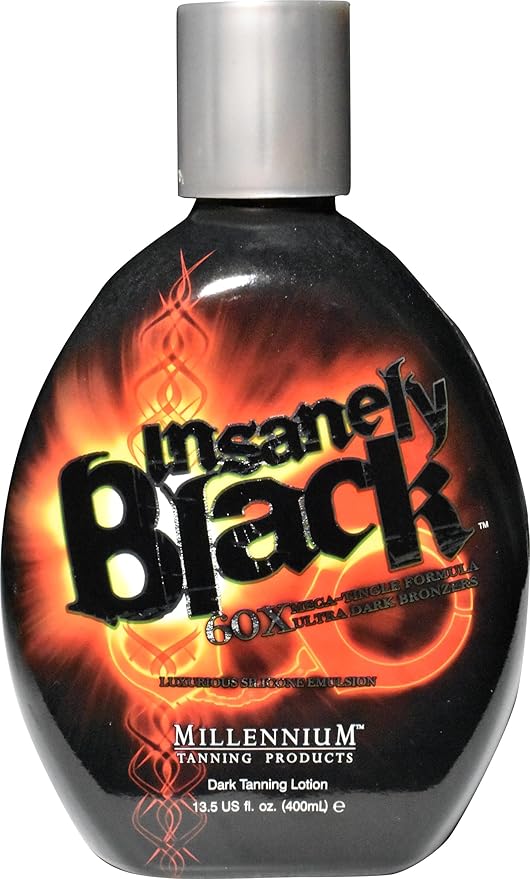Millennium Tanning Insanely Black 60x, Mega Tingle Dark Tanning Lotion, 13.5 Ounces