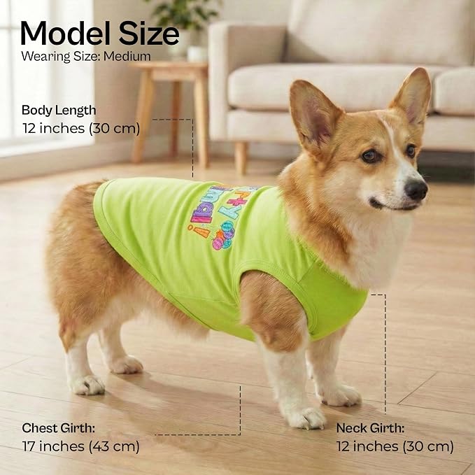 Parisian Pet Dog Shirt – 100% Cotton Shirts for Medium Dogs – Sleeveless Puppy Clothes – Lightweight Party Animal Dog Apparel – Breathable Dogs Clothes - Stretchy Pet T Shirts