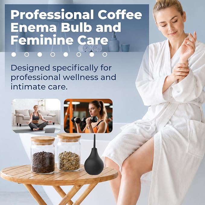 TopQuaFocus 8oz Enema Kit - Vaginal Douche Anal Cleaner Home for Men&Women | Premium Coffee Enema Bulb for Colon Cleaning（Black）