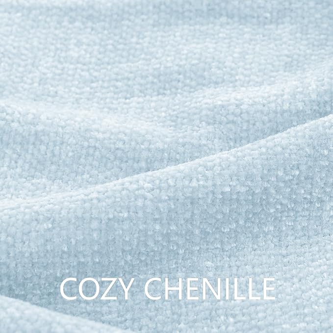 Chenille Throw Blanket for Couch 60" x 80" Twin, Light Blue | Soft Cozy Warm Throws with Fringe Tassel, for Living Room Bed Sofa Chair Cover, Lightweight Knitted Decorative Boho Blankets