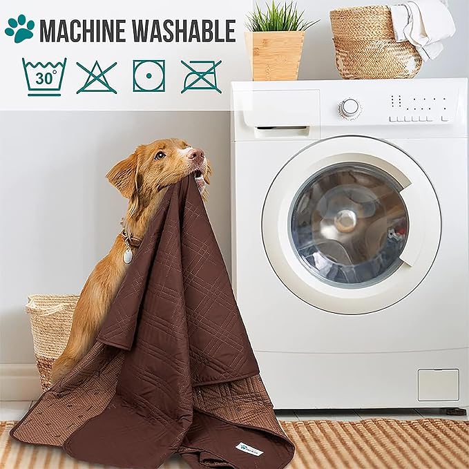 PetAmi Waterproof Couch Cover for Dog Nonslip Bed Sofa Blanket, 52x82 Brown | Leakproof Furniture Protector for Pet Cat, Machine Washable Pee Proof Mat for Chair Car Seat, Durable & Anti Slip Backing