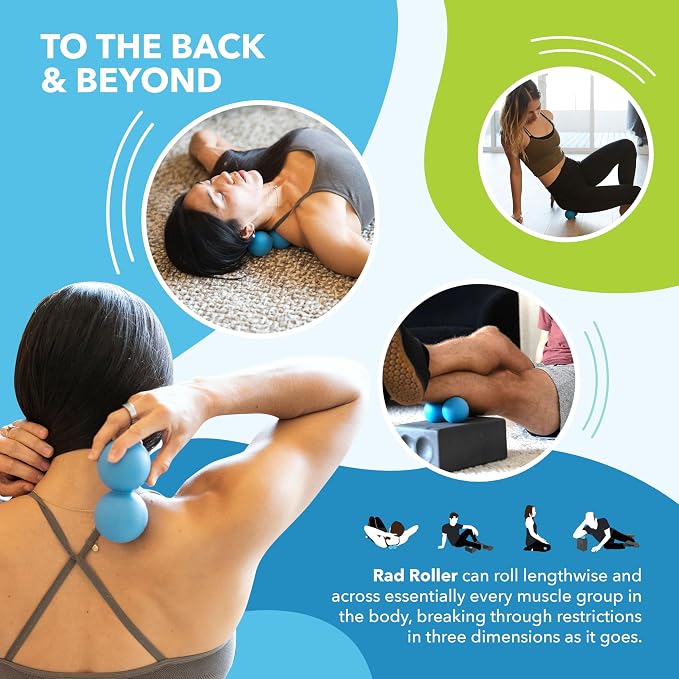RAD Roller XL Peanut Roller Ball Massager - Soft Density Peanut Massage Ball - Myofascial Release for Back, Feet, Neck, Psoas - Suboccipital Release Device, Thoracic Spine Roller Balls