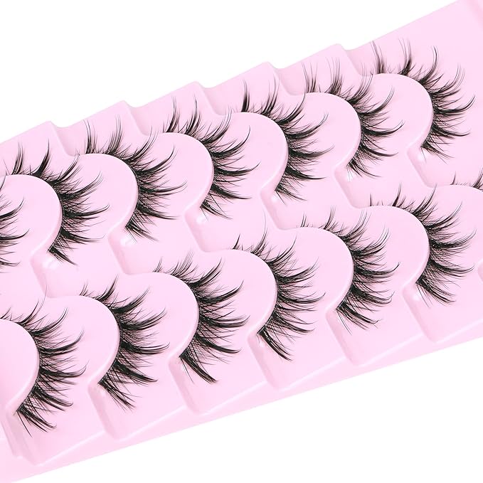 Manga Lashes Natural Look Anime Lashes Cosplay False Eyelashes with Clear Band 3D Wispy Eyelashes Asian Japanese Korean Style Manhua Lashes Look Like Individual Clusters Pack by EYDEVRO
