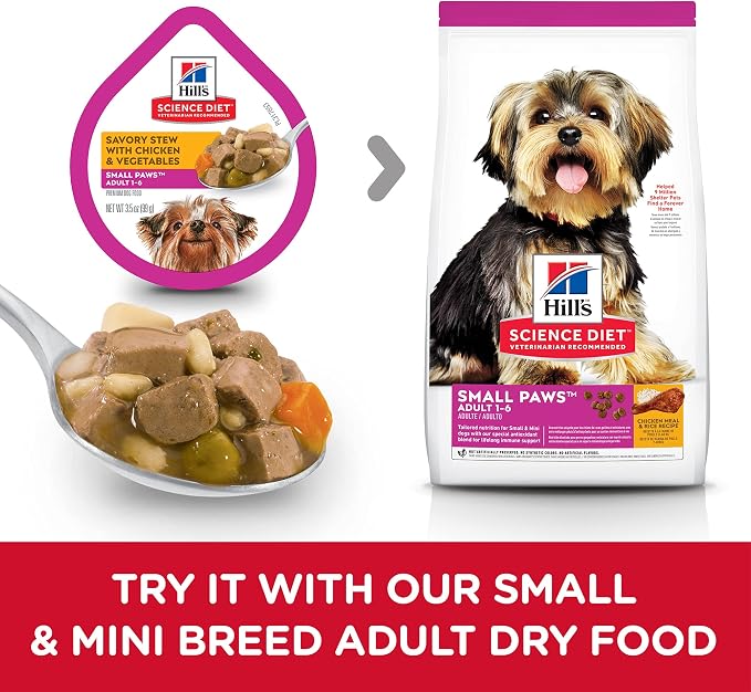 Hill's Science Diet Adult 1-6 Small & Mini Wet Dog Food | #1 Veterinarian Recommended, Chicken & Vegetables, 3.5 oz. Trays, 12-Pack