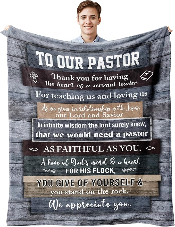 Pastor Appreciation Gifts, Pastor Gifts for Men, Unique Pastor Gifts Blanket 60"x50", Gifts for Pastor, Christian Pastor Gifts, Thank You Gift for Pastor, Catholic Religious Gifts for Pastor