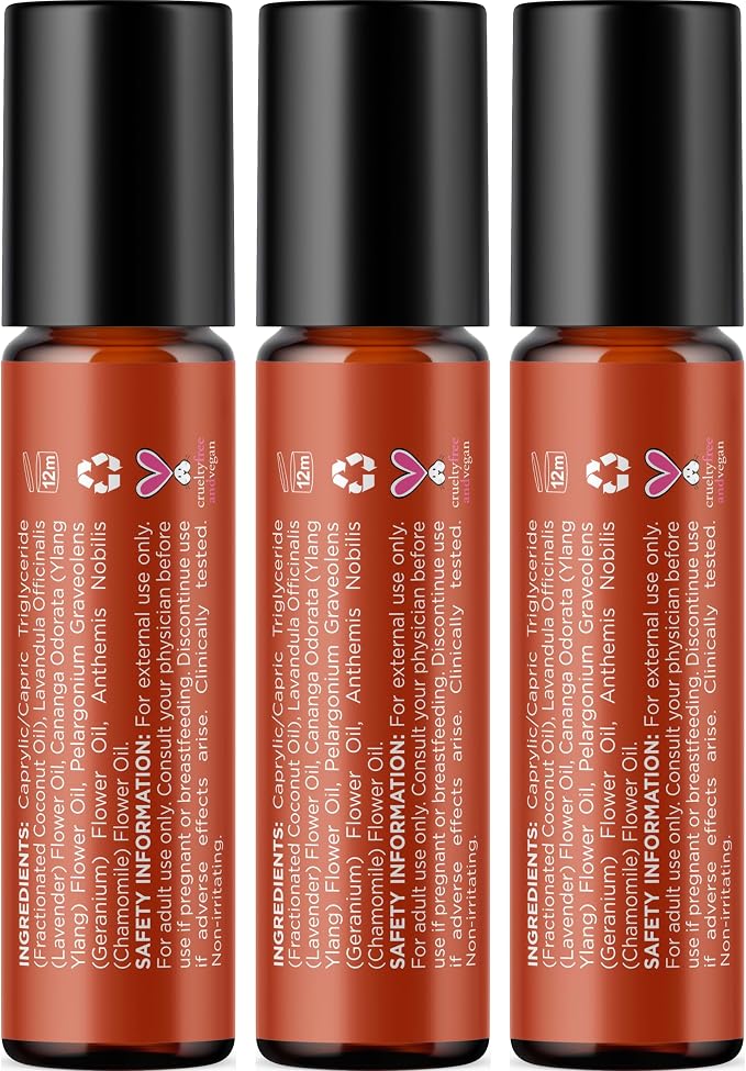 Relaxing Essential Oil Roll On - Aromatherapy Essential Oil Roller with Calming Essential Oils - Relaxing Essential Oil Blend with Lavender Ylang Ylang Chamomile & Geranium for Stress Support (3 Pack)