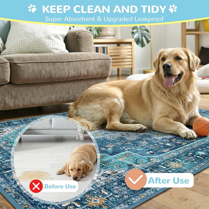 Lahome Super Absorbent & Leakproof Washable Dog Pee Pads - 2 Pack Value Set - Waterproof, Non-Slip Reusable Pads for Puppy Training, Crates & Whelping (24"x24", Blue)
