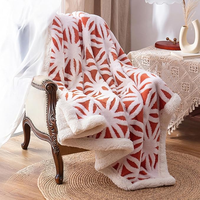 LOMAO Sherpa Fleece Blanket Fuzzy Soft Throw Blanket Dual Sided Blanket for Couch Sofa Bed (Coral, 51"x63")