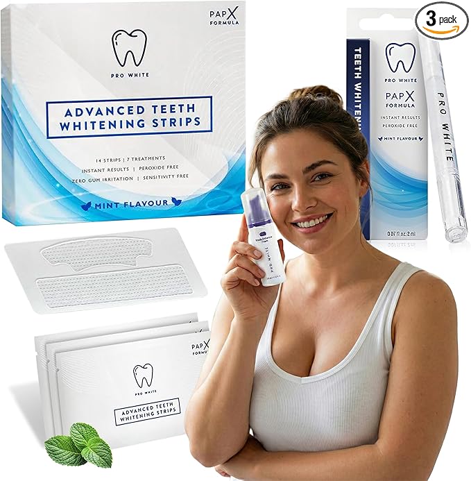 Ultimate Teeth Whitening Bundle - 3 Step Daily Teeth Whitening Kit with Enhancer Whitening Foam, Whitening Pen, & Teeth Whitening Strips for Adults - Home Care Routine for Sparkling Smile