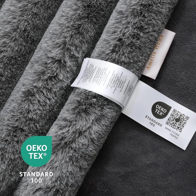 Faux Fur Throw Blanket for Couch, Ultra Cozy Fuzzy Fluffy Fur Luxurious Soft Striped Plush Gift Blankets for Family Sofa Chair Bedroom, 60"x80", Cationic Wolf Gray