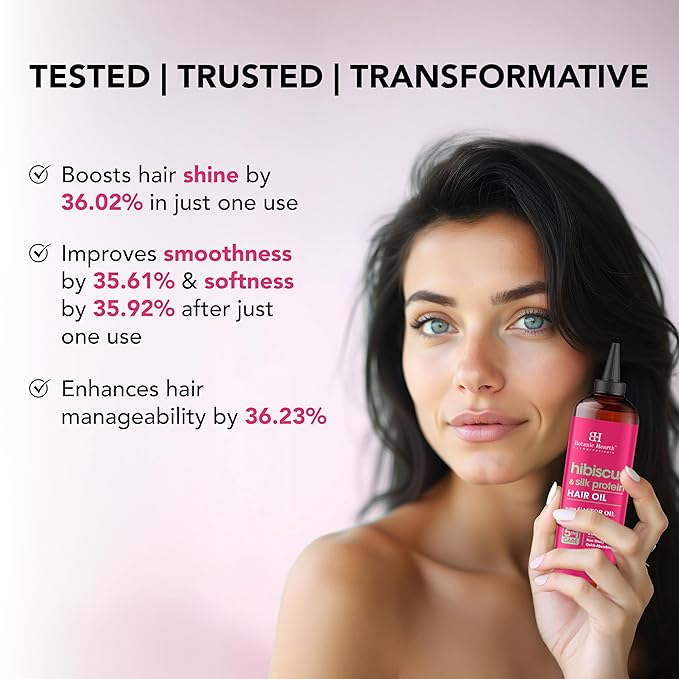 Botanic Hearth Hair Oil for Hair Growth & Hair Treatment Oils | Strengthening Dry, Frizzy, Damaged Hair & Scalp Treatment | Hibiscus Silk Protein Hair Oil – 6.7 Fl Oz