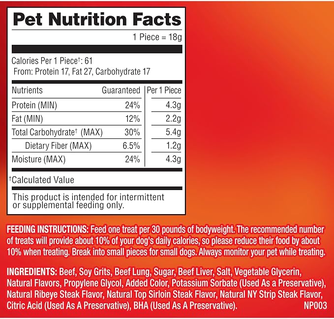 Pup-Peroni Dog Treats, Triple Steak Flavor, 22.5 Ounce, Ribeye, Top Sirloin, NY Strip Flavors (Pack of 2)