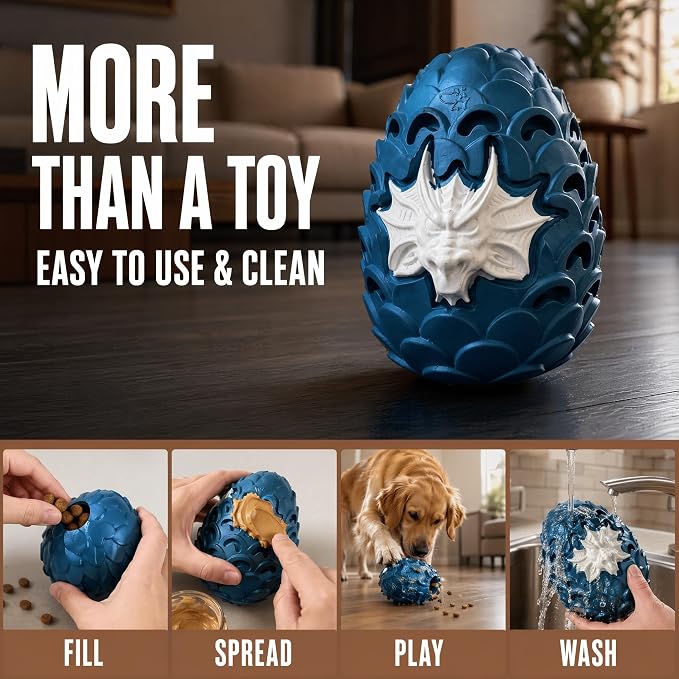 Dragon Egg Dog Chew Toys for Power Chewers - Toughest Indestructible