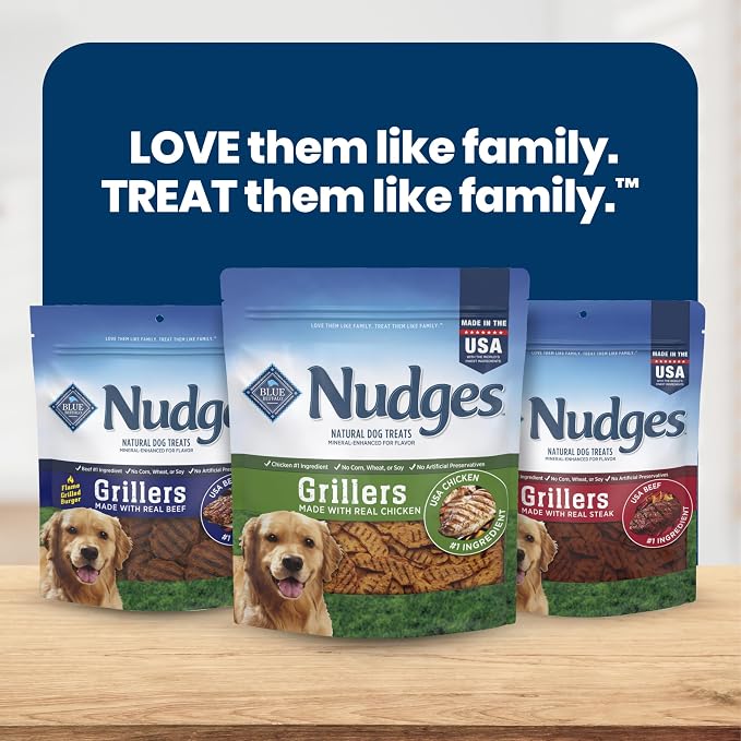 Blue Buffalo Nudges Grillers Chicken Dog Treats, 16 oz | Real Chicken First, Oven-Dried, Easy to Tear, For All Breed Sizes, No Artificial Preservatives