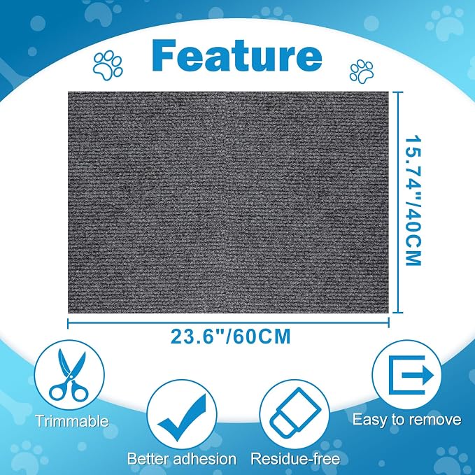ENONCI 23.6x15.8 Cat Scratcher Mat, Self-Adhesive Cat Scratch Furniture Protector