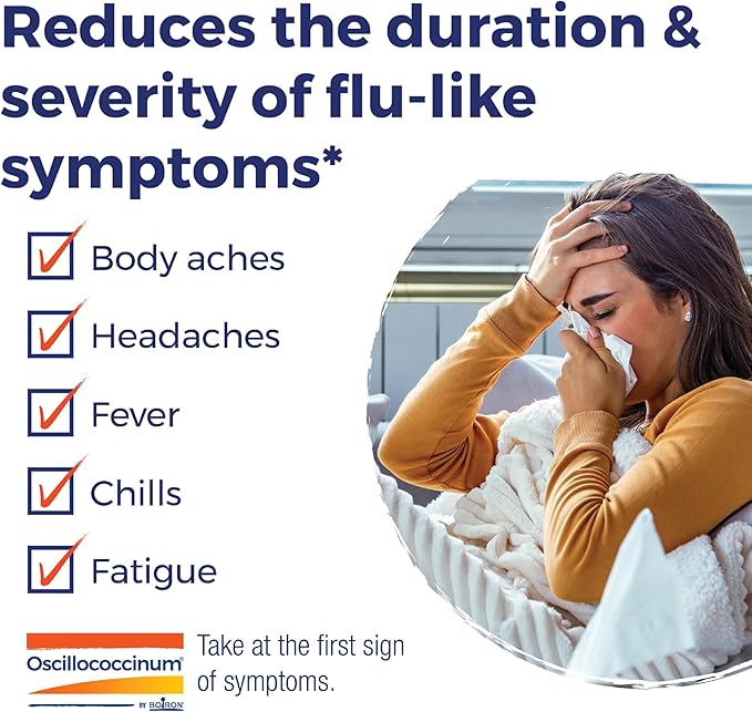 Boiron Oscillococcinum for Relief from Flu-Like Symptoms of Body Aches, Headache, Fever, Chills, and Fatigue - 6 Doses